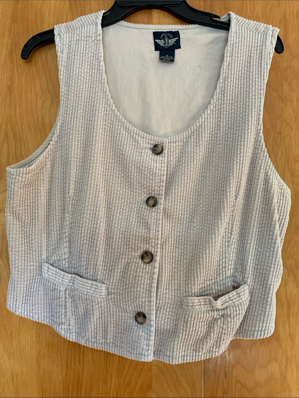 Vintage Dockers 100% Cotton wide wale Corduroy stone Vest sz M preppy academia